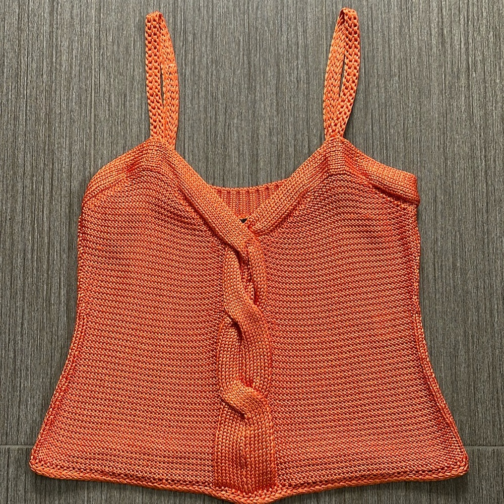 Escada Orange knitted tank top made in Italy (46) USA (10) EUC